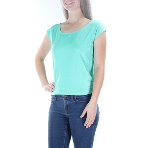 COLOR STORY Womens Teal Cap Sleeve Scoop Neck Top Size: M